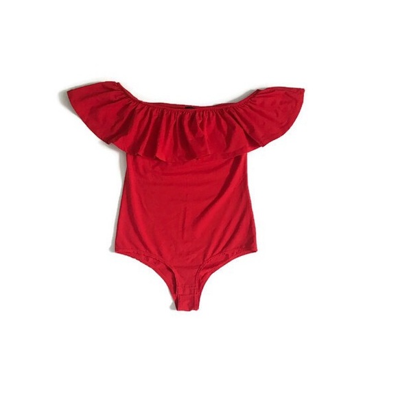 J.Crew Red Ruffle Bodysuit - Picture 6 of 7